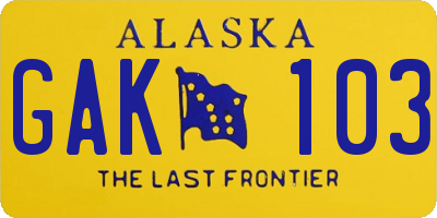 AK license plate GAK103