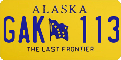 AK license plate GAK113