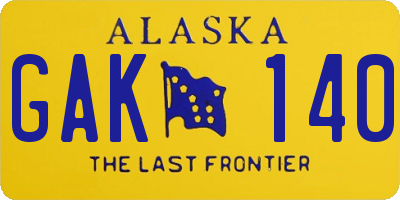 AK license plate GAK140