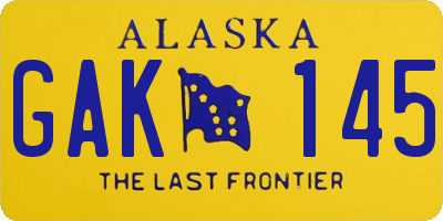 AK license plate GAK145