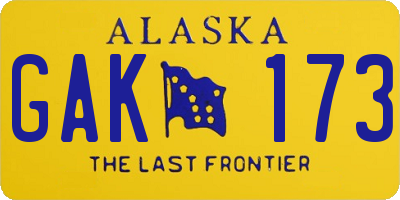 AK license plate GAK173