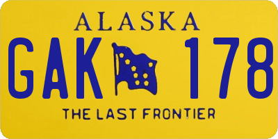 AK license plate GAK178