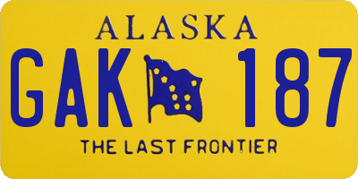 AK license plate GAK187