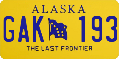 AK license plate GAK193