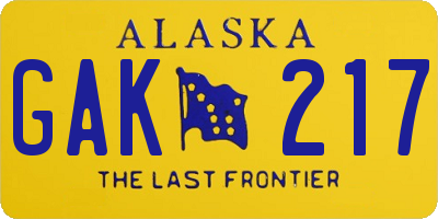 AK license plate GAK217