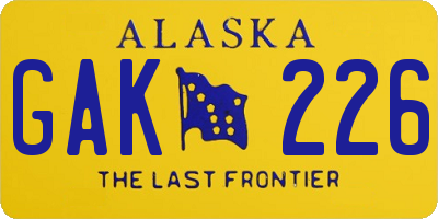 AK license plate GAK226