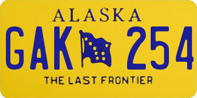 AK license plate GAK254
