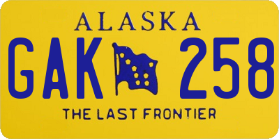 AK license plate GAK258