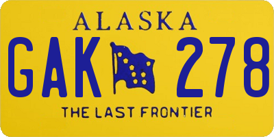 AK license plate GAK278
