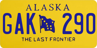 AK license plate GAK290