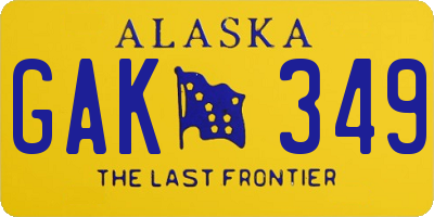 AK license plate GAK349