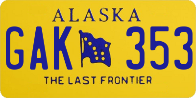 AK license plate GAK353