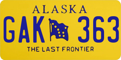 AK license plate GAK363