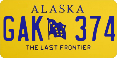 AK license plate GAK374