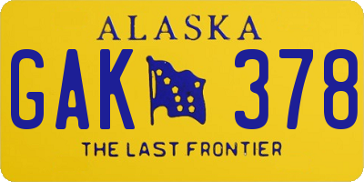 AK license plate GAK378