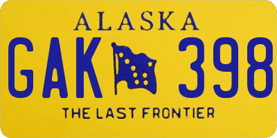 AK license plate GAK398