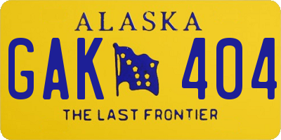 AK license plate GAK404