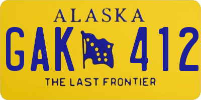 AK license plate GAK412