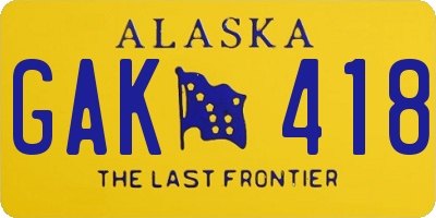 AK license plate GAK418