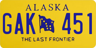 AK license plate GAK451
