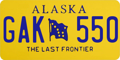 AK license plate GAK550