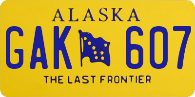 AK license plate GAK607