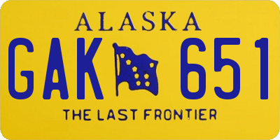 AK license plate GAK651