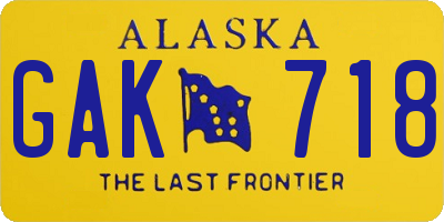 AK license plate GAK718