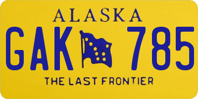 AK license plate GAK785