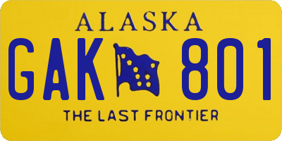 AK license plate GAK801