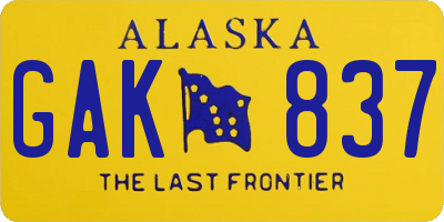 AK license plate GAK837