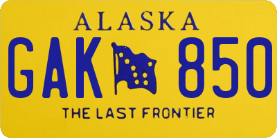 AK license plate GAK850