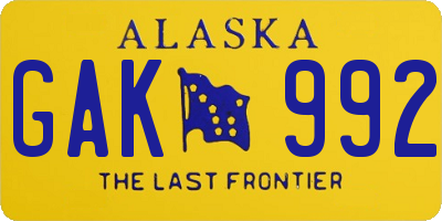AK license plate GAK992