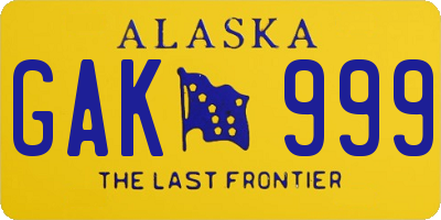 AK license plate GAK999