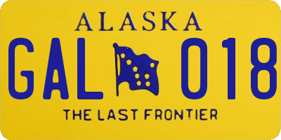 AK license plate GAL018