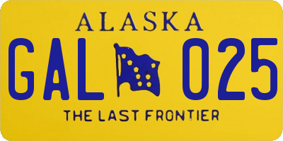 AK license plate GAL025