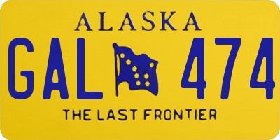 AK license plate GAL474