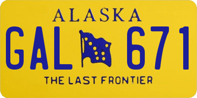 AK license plate GAL671