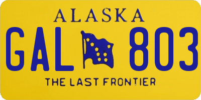 AK license plate GAL803