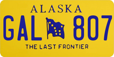 AK license plate GAL807