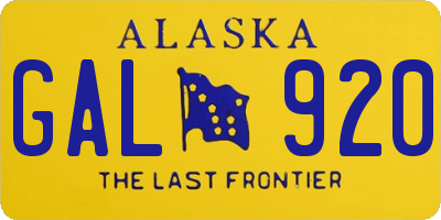 AK license plate GAL920