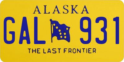 AK license plate GAL931