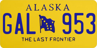 AK license plate GAL953