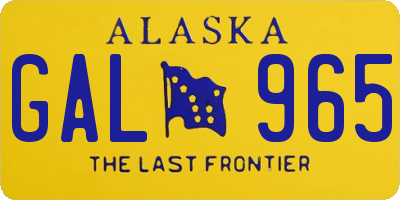 AK license plate GAL965