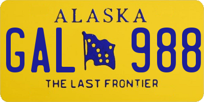 AK license plate GAL988