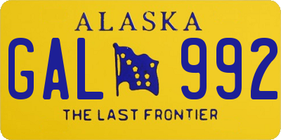 AK license plate GAL992