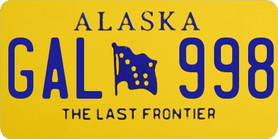 AK license plate GAL998