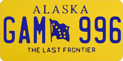 AK license plate GAM996