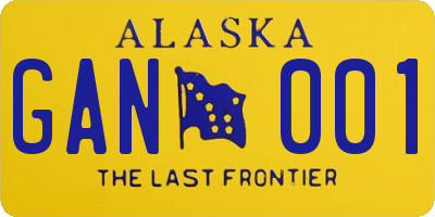 AK license plate GAN001