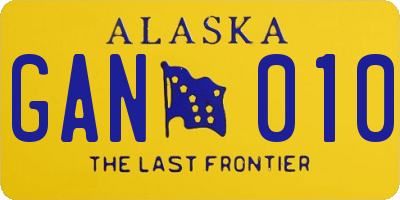 AK license plate GAN010